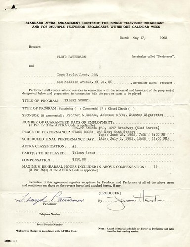 Floyd patterson contract - floyd,